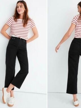 Black Wide-Leg Crop Jeans